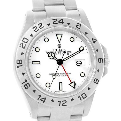 Photo of Rolex Explorer II White Dial Red Hand Mens Watch 16570 Box