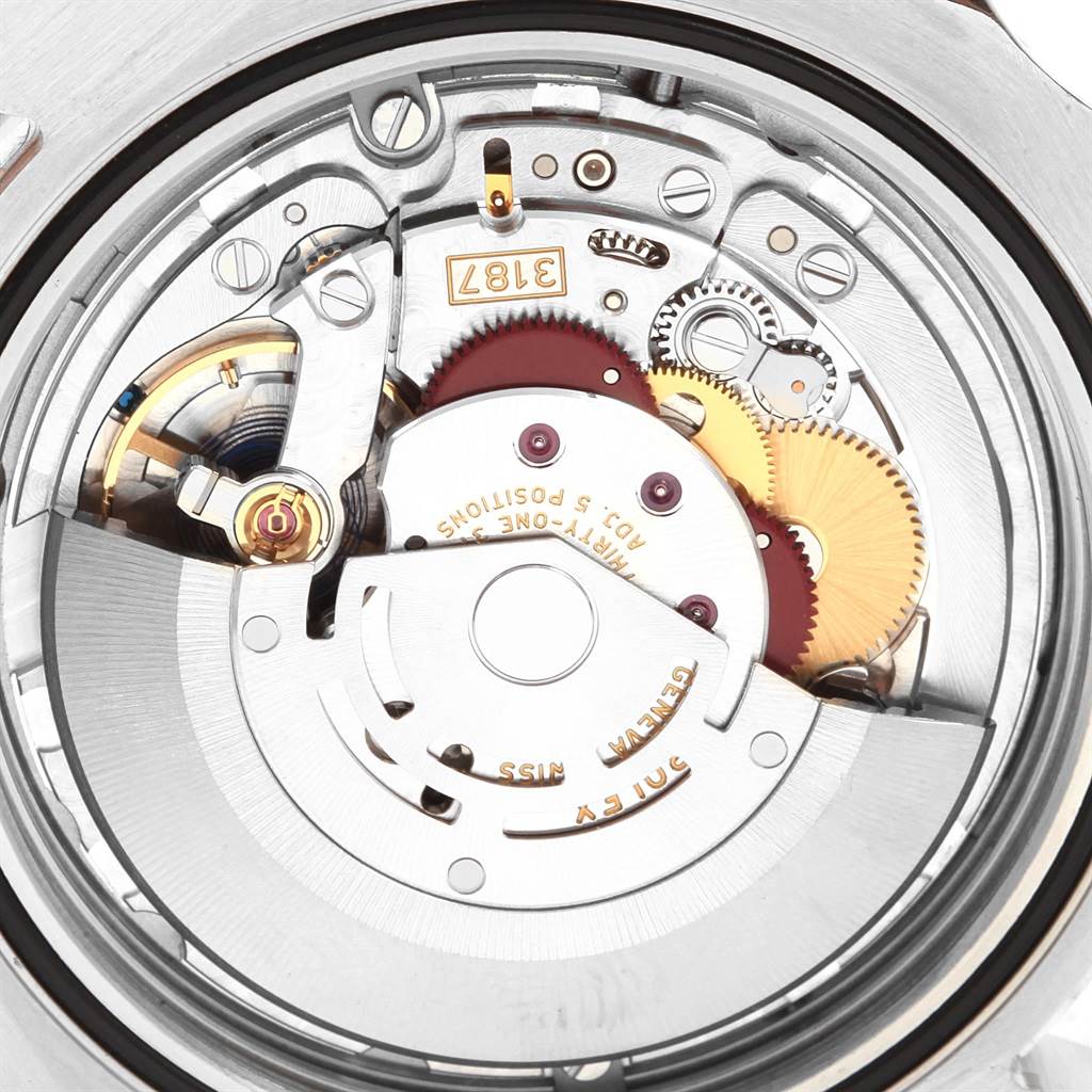 This image shows the internal mechanism and movement of the Rolex Explorer 216570 Men's Stainless Steel White Dial 216570 Men's Stainless Steel White Dial model watch, viewed from the back.