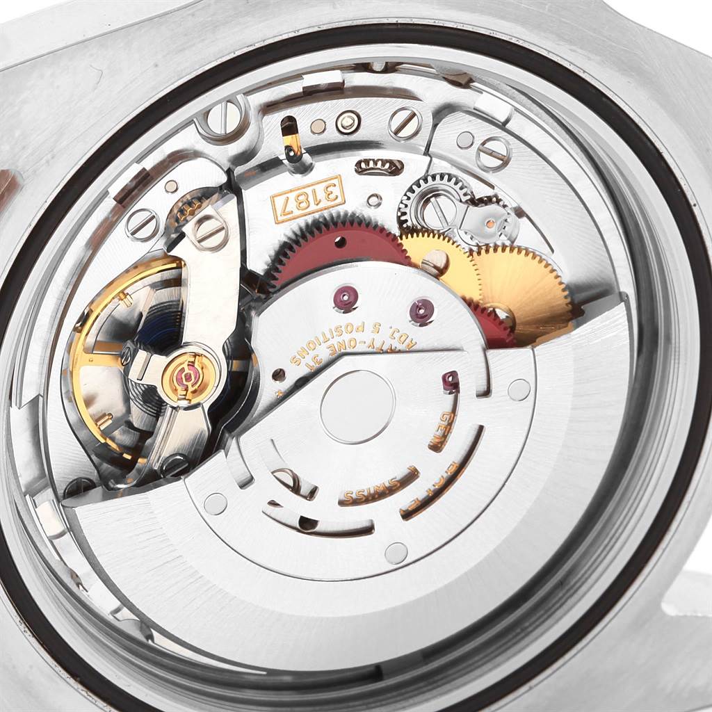 The image shows the internal mechanical movement of the Rolex Explorer 216570 Men
s Stainless Steel White Dial 216570 Men
s Stainless Steel White Dial model viewed from the back.