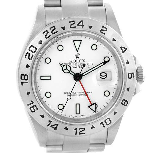 Photo of Rolex Explorer II White Dial Red Hand Mens Watch 16570 Box