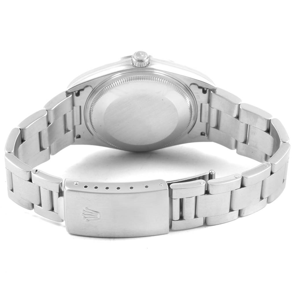This image shows the back and bracelet clasp of a Rolex Explorer 16570 Men's Stainless Steel White Dial 16570 Men's Stainless Steel White Dial watch.