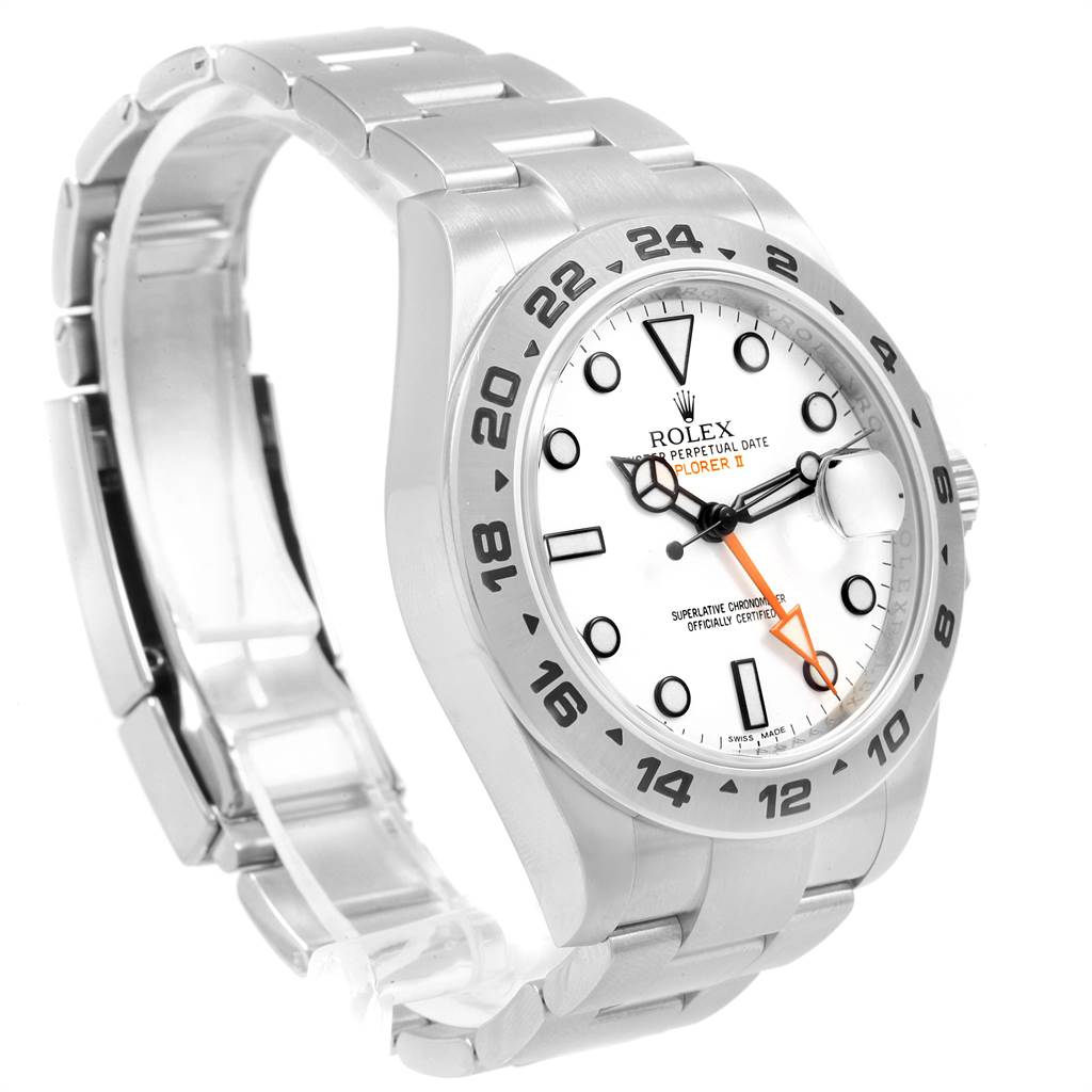 The image shows a Rolex Explorer 216570 Men's Stainless Steel White Dial 216570 Men's Stainless Steel White Dial watch, angled to display its face and part of its bracelet.