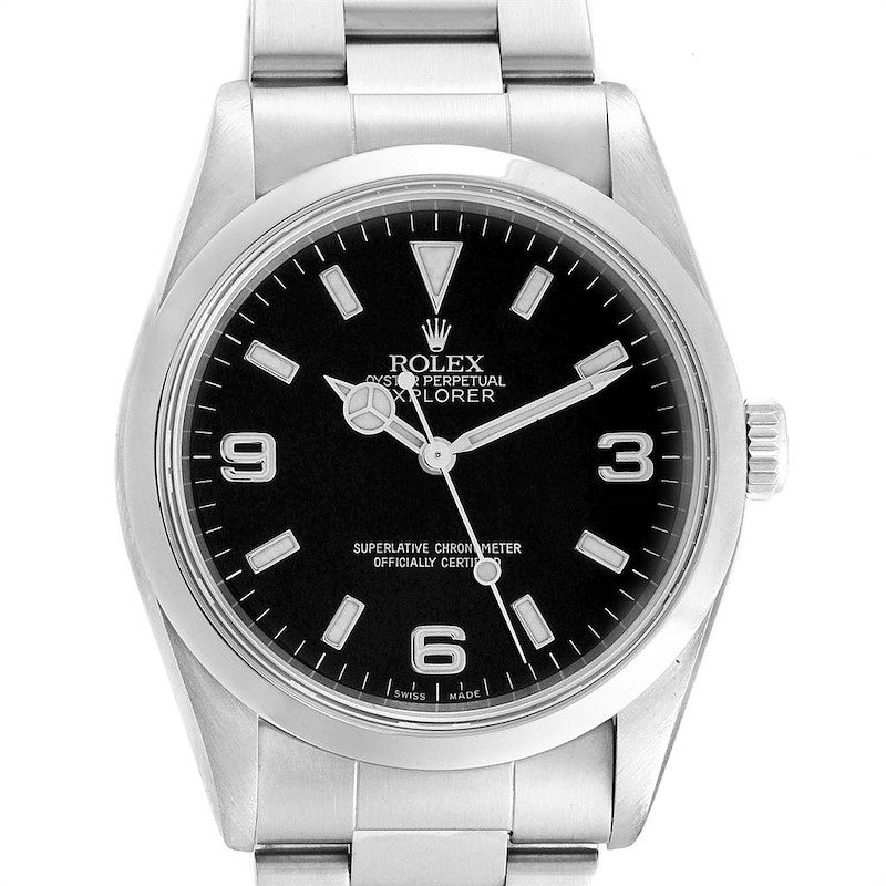 Rolex Explorer I 36 Black Dial Stainless Steel Mens Watch 14270 SwissWatchExpo