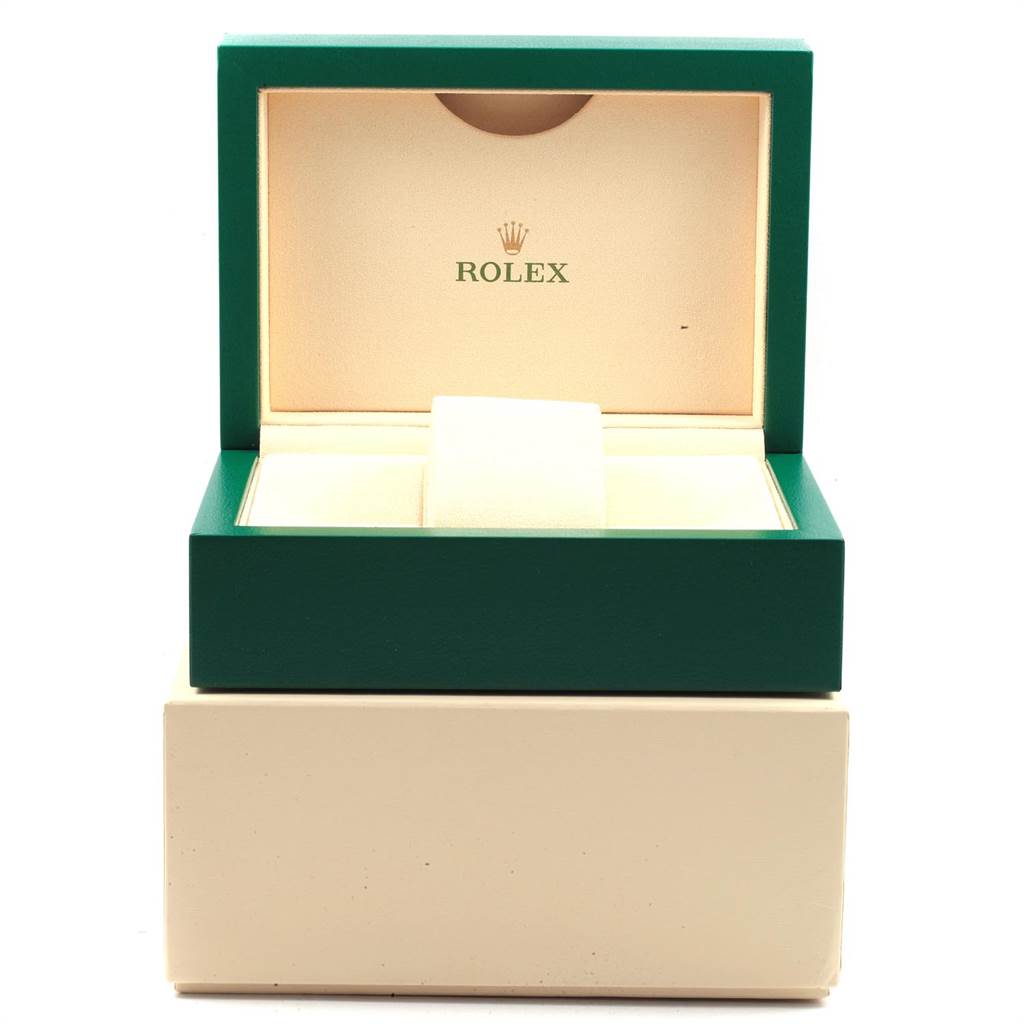 This image shows the open box, both top and bottom parts, for the Rolex Explorer 216570 Men's Stainless Steel Black Dial 216570 Men's Stainless Steel Black Dial model.