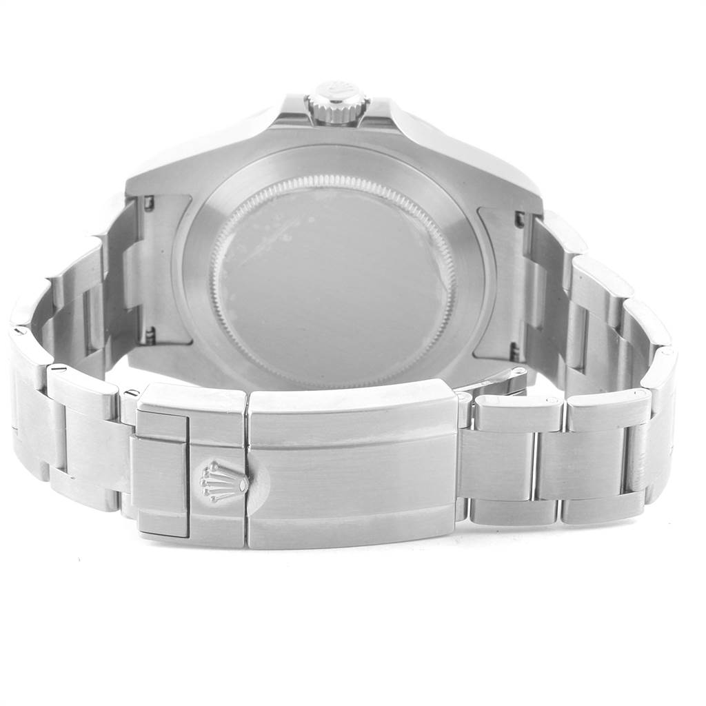 This image shows the back view of a Rolex Explorer 216570 Men's Stainless Steel White Dial 216570 Men's Stainless Steel White Dial watch, focusing on the case back and bracelet clasp.