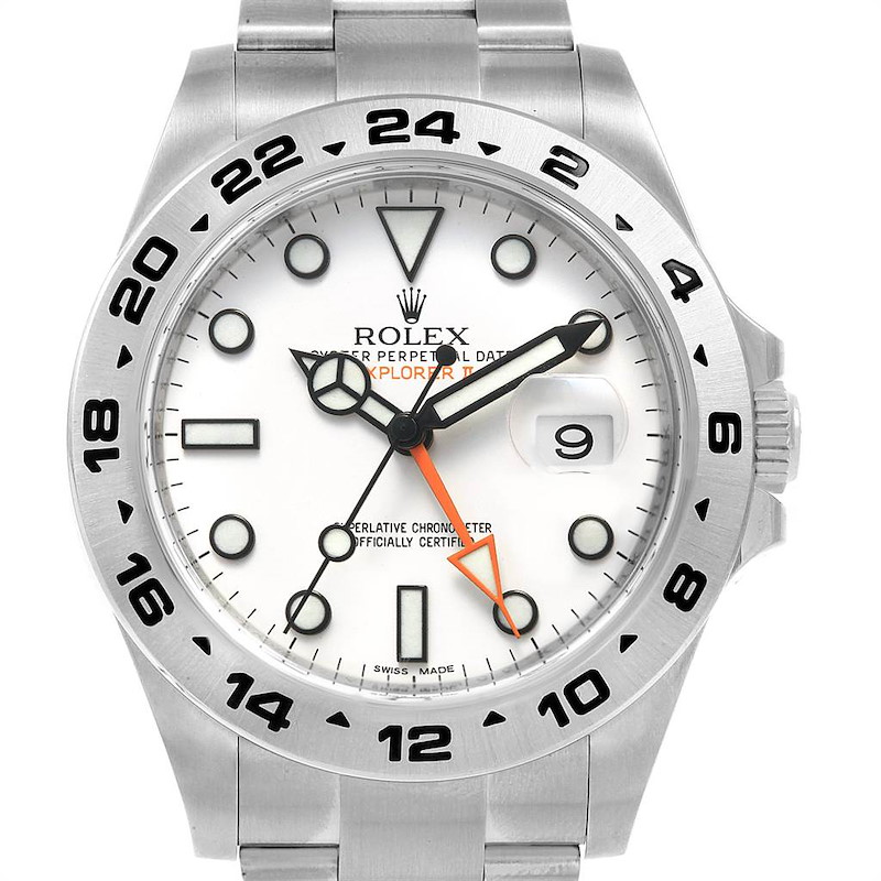 Rolex Explorer II 42 Orange Hand Steel Mens Watch 216570 Box Card SwissWatchExpo