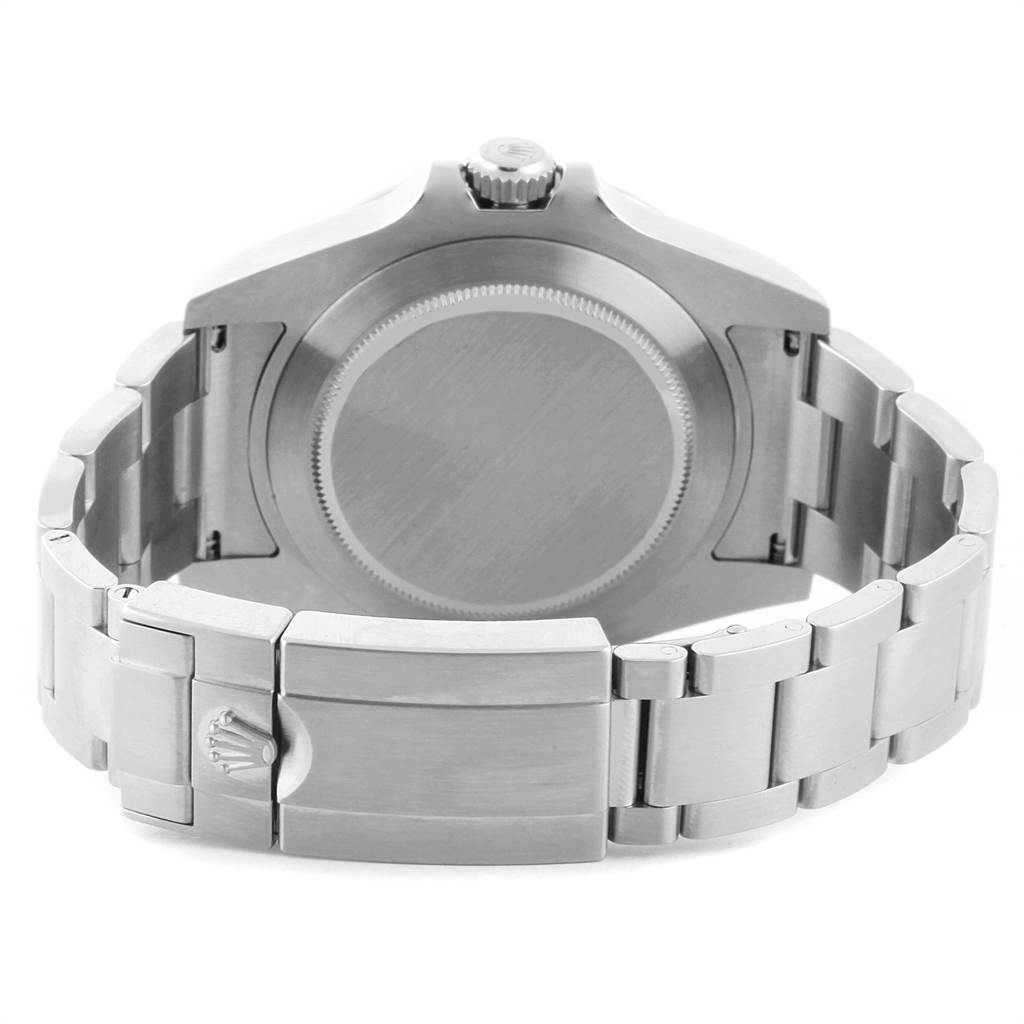 The image shows the back view of the Rolex Explorer 216570 Men's Stainless Steel White Dial 216570 Men's Stainless Steel White Dial watch, highlighting the case back and the metal bracelet clasp.