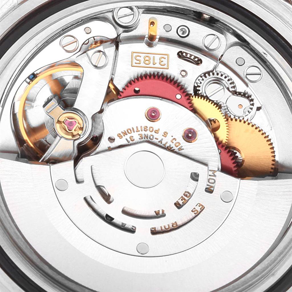 This image shows the internal mechanism and movement of a Rolex Explorer 16570 Men's Stainless Steel White Dial 16570 Men's Stainless Steel White Dial watch.
