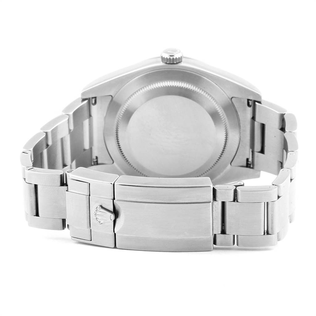 The image shows the back case and bracelet clasp of a Rolex Explorer 214270 Men's Stainless Steel Black Dial 214270 Men's Stainless Steel Black Dial watch from a rear angle.