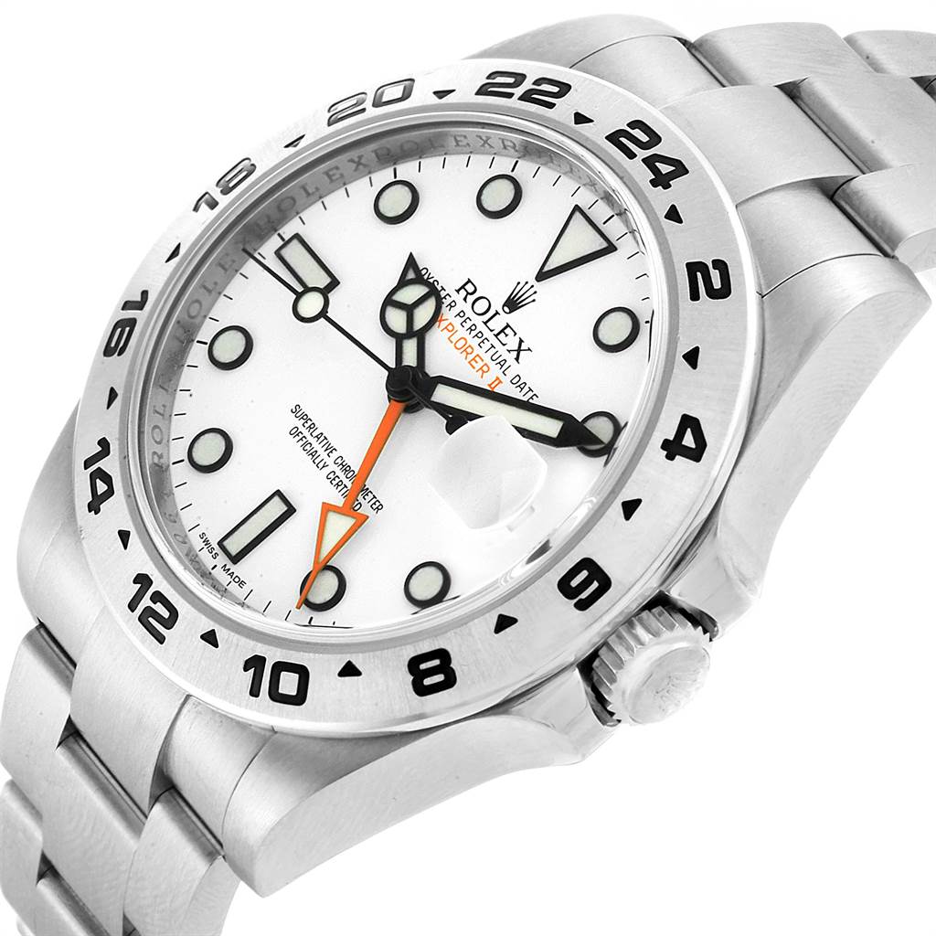 The image shows a Rolex Explorer 216570 Men's Stainless Steel White Dial 216570 Men's Stainless Steel White Dial watch angled to highlight the dial, crown, and part of the bracelet.