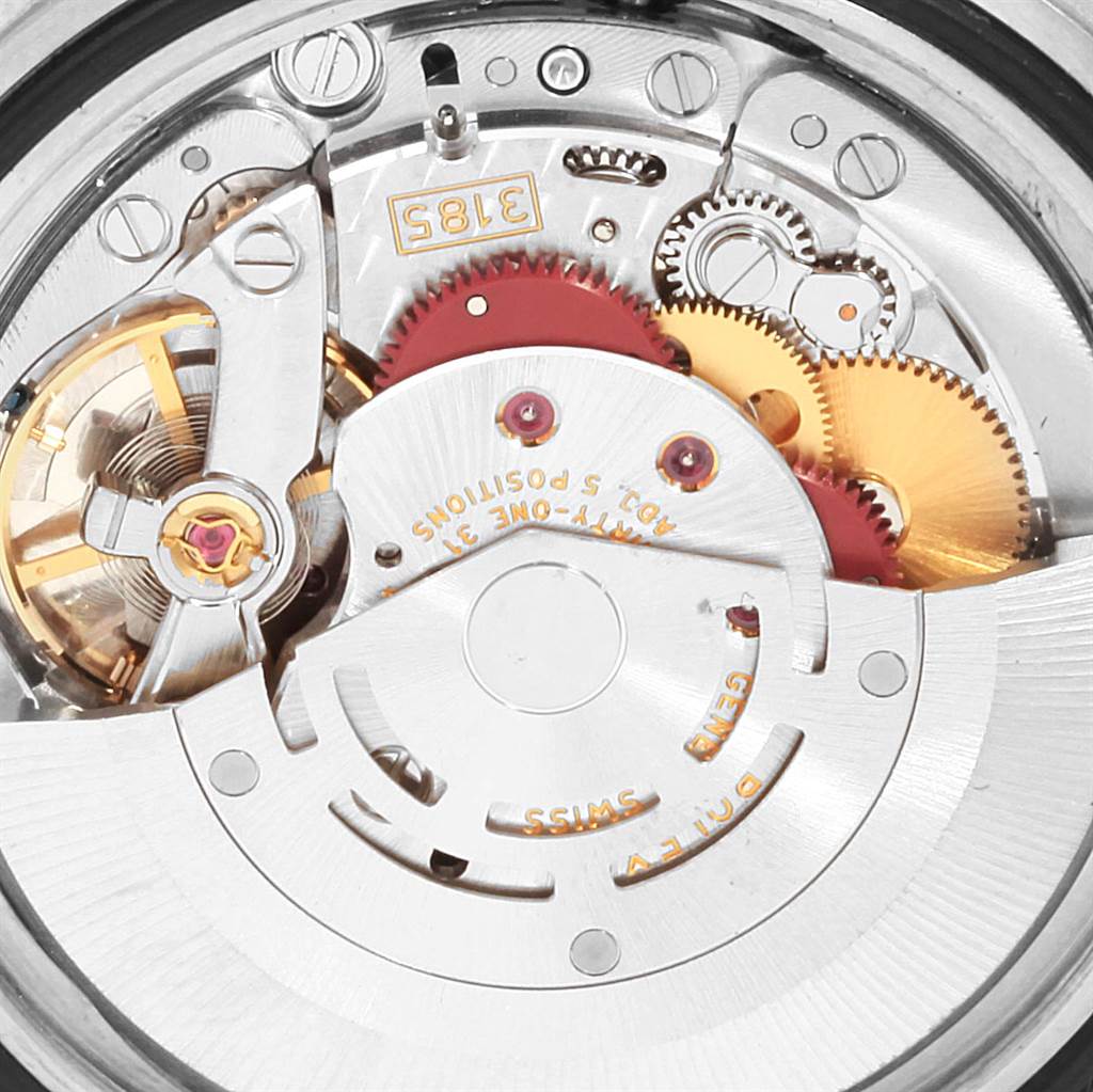 The image shows the intricate internal movement mechanism of the Rolex Explorer 16570 Men's Stainless Steel White Dial 16570 Men's Stainless Steel White Dial.