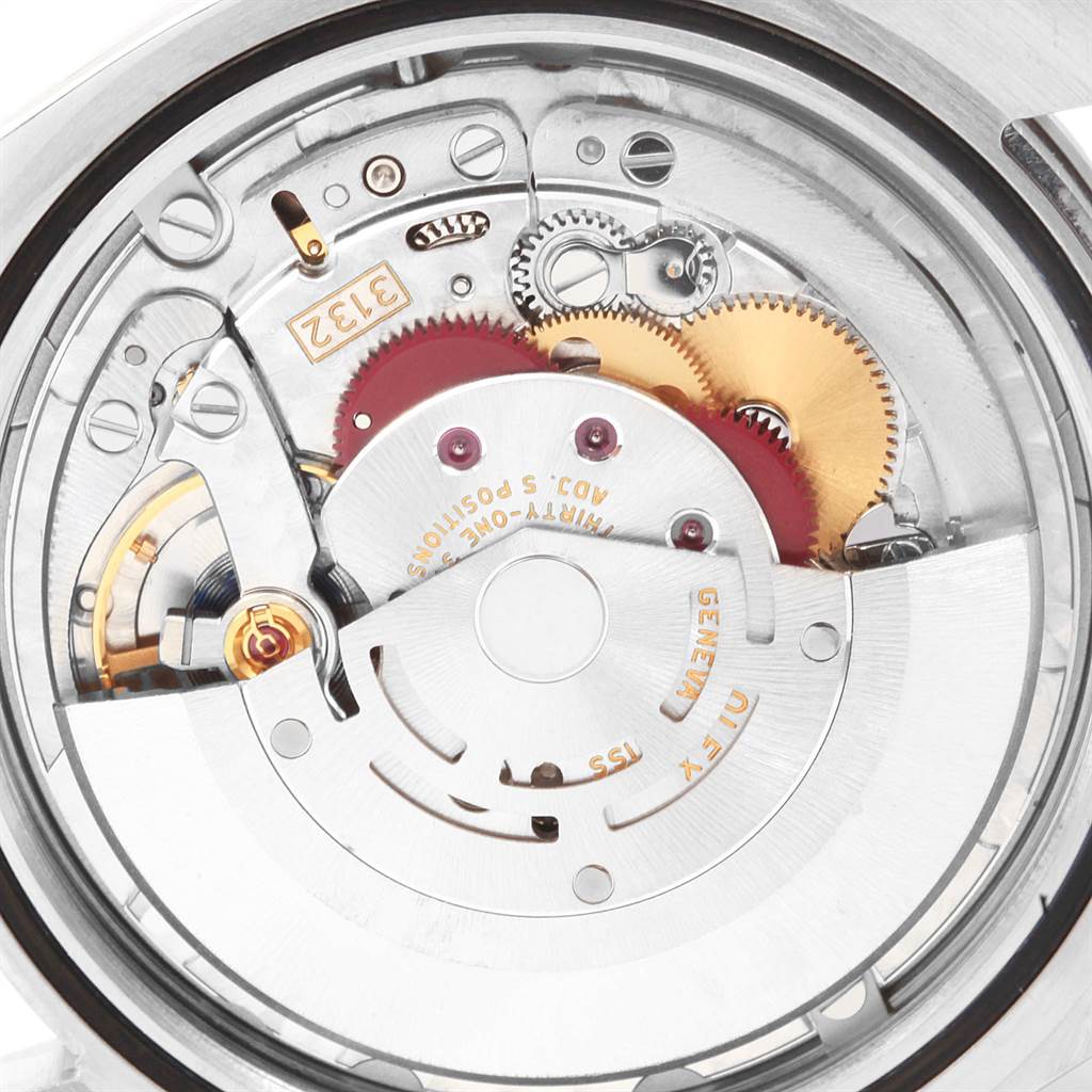 This image shows the back view of the Rolex Explorer 214270 Men's Stainless Steel Black Dial 214270 Men's Stainless Steel Black Dial's internal movement mechanism and gears.