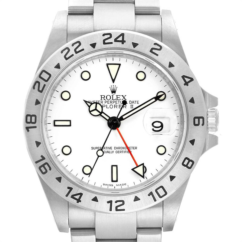 Rolex Explorer II White Dial Steel Mens Watch 16570 SwissWatchExpo