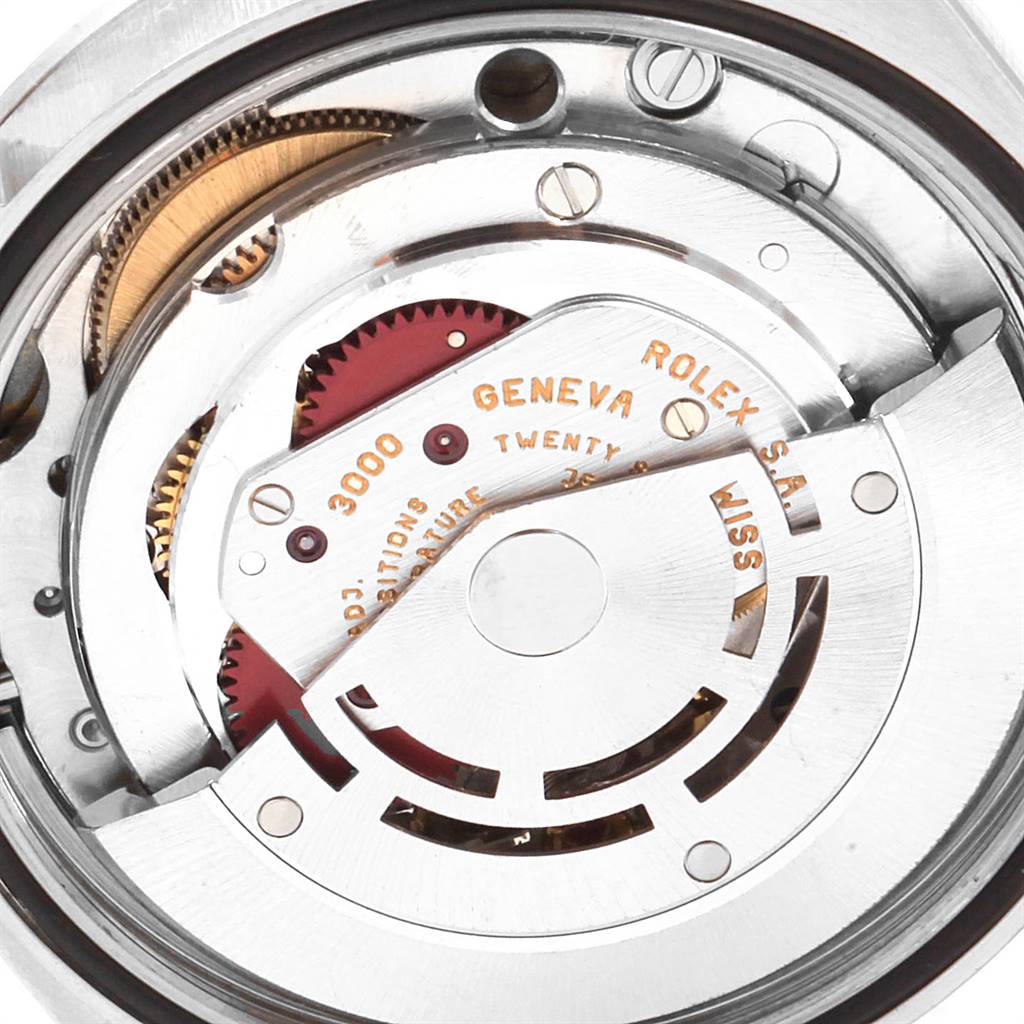 The image shows the internal mechanism and movement of a Rolex Explorer 14270 Men's Stainless Steel Black Dial 14270 Men's Stainless Steel Black Dial watch, viewed from the back.