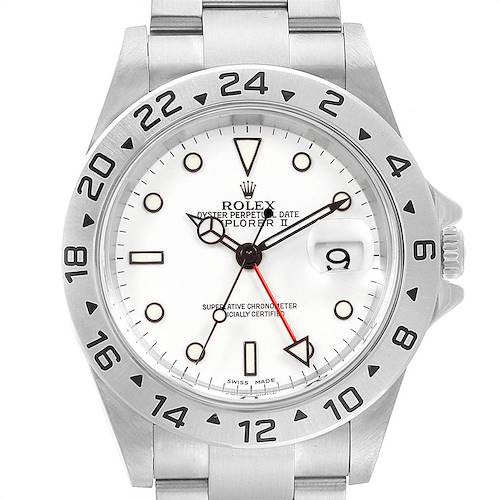 Photo of Rolex Explorer II White Dial Red Hand Steel Mens Watch 16570