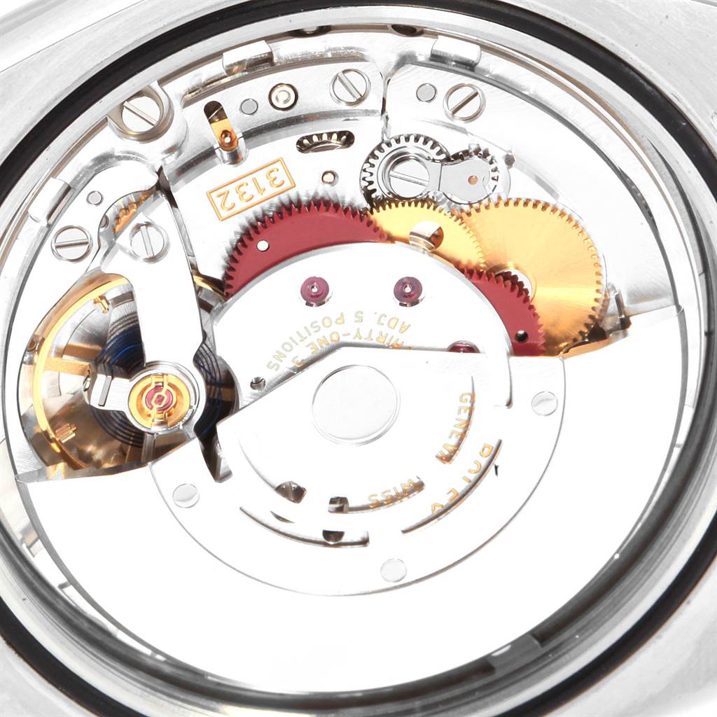 This image shows the internal mechanical movement of a Rolex Explorer 214270 Men's Stainless Steel Black Dial 214270 Men's Stainless Steel Black Dial watch from a top-down angle.