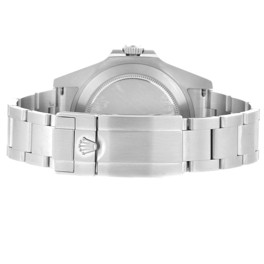 This image shows the backside and bracelet of a Rolex Explorer 216570 Men's Stainless Steel Black Dial 216570 Men's Stainless Steel Black Dial watch, highlighting the clasp and case back.