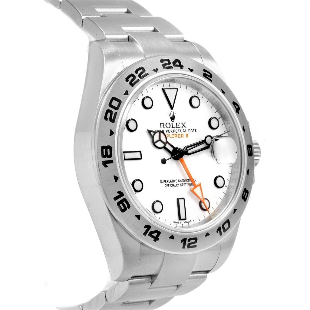 The image shows a Rolex Explorer 216570 Men's Stainless Steel White Dial 216570 Men's Stainless Steel White Dial watch from an angled perspective, highlighting the dial, bezel, and bracelet.