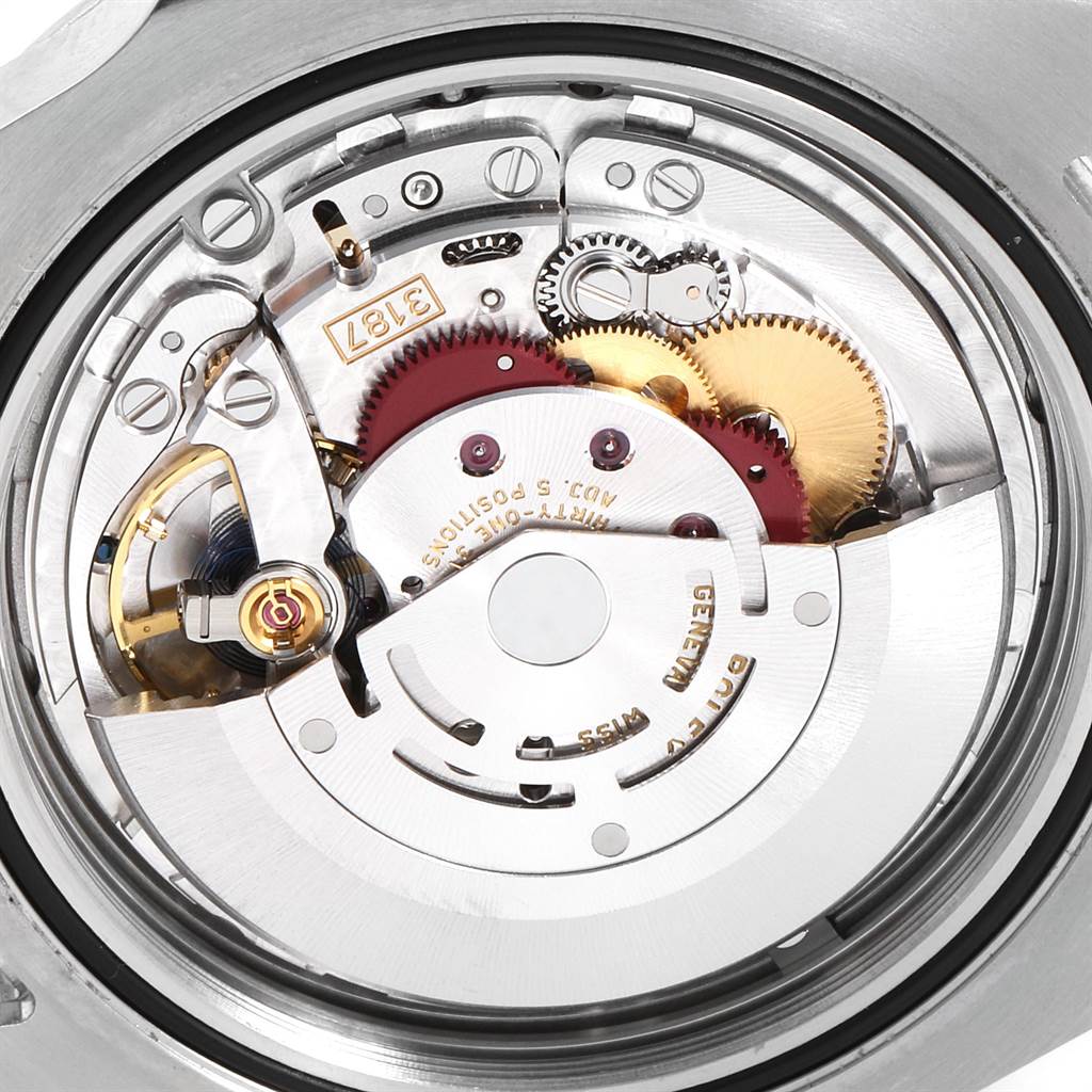 This image shows the internal mechanism and movement of a Rolex Explorer 23690 Men's Stainless Steel White Dial 23690 Men's Stainless Steel White Dial watch from the back view.