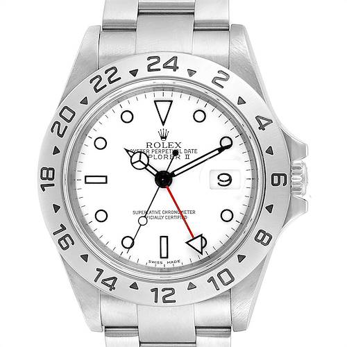 Photo of Rolex Explorer II White Dial Red Hand Steel Mens Watch 16570