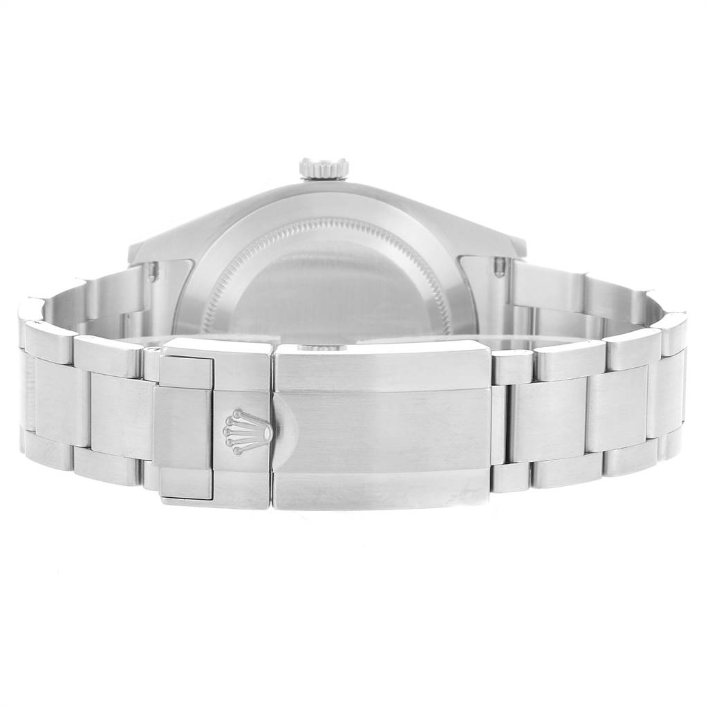 This image shows the back of a Rolex Explorer 214270 Men's Stainless Steel Black Dial 214270 Men's Stainless Steel Black Dial model, focusing on its case and stainless steel bracelet.