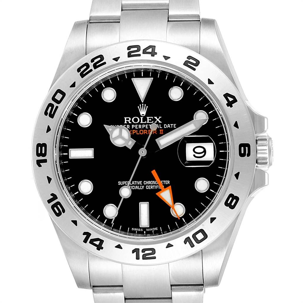 The image shows a front view of a Rolex Explorer 216570 Men's Stainless Steel Black Dial 216570 Men's Stainless Steel Black Dial watch, highlighting the dial, bezel, and bracelet.