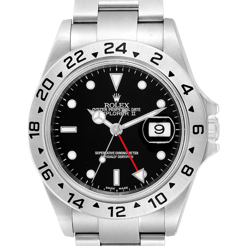 Rolex Explorer II 40 Black Dial Automatic Steel Mens Watch 16570 SwissWatchExpo