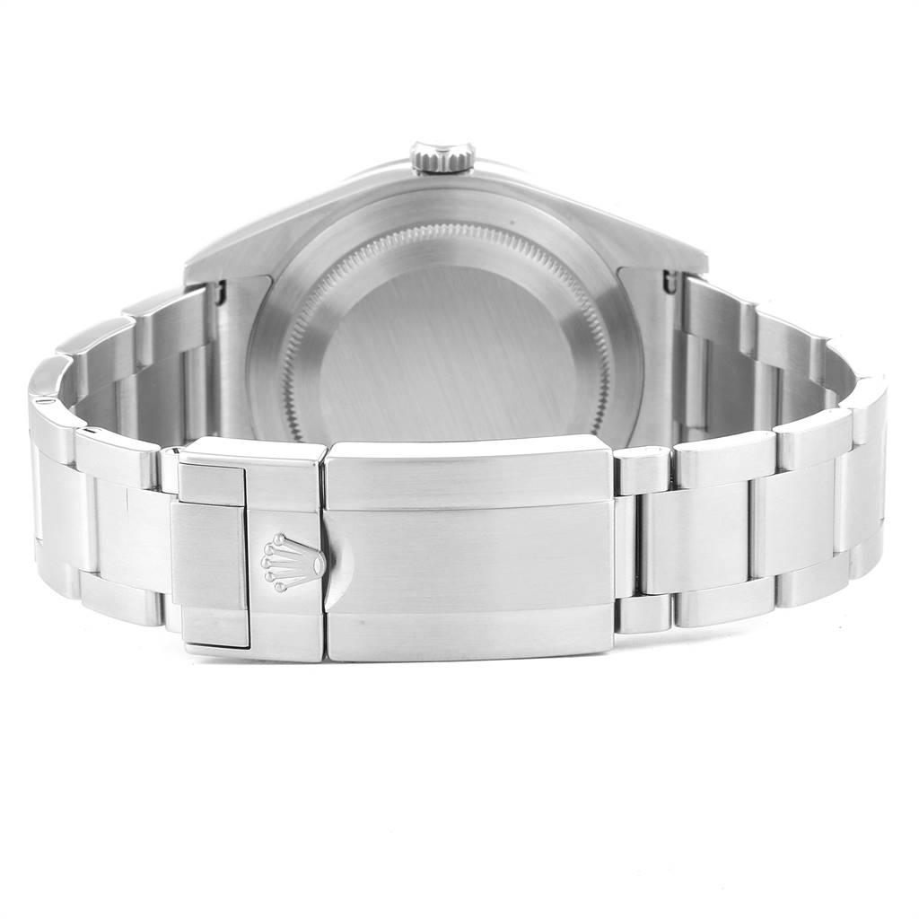 The image shows the back view of a Rolex Explorer 214270 Men's Stainless Steel Black Dial 214270 Men's Stainless Steel Black Dial model, highlighting the case back and part of the bracelet.