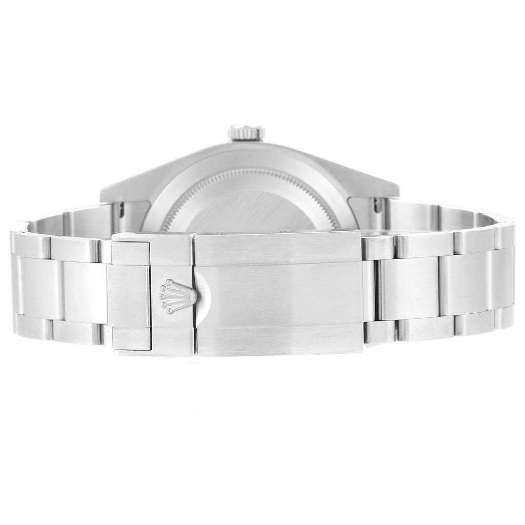 The image shows the back view of the Rolex Explorer 214270 Men's Stainless Steel Black Dial 214270 Men's Stainless Steel Black Dial watch, highlighting the clasp and bracelet.