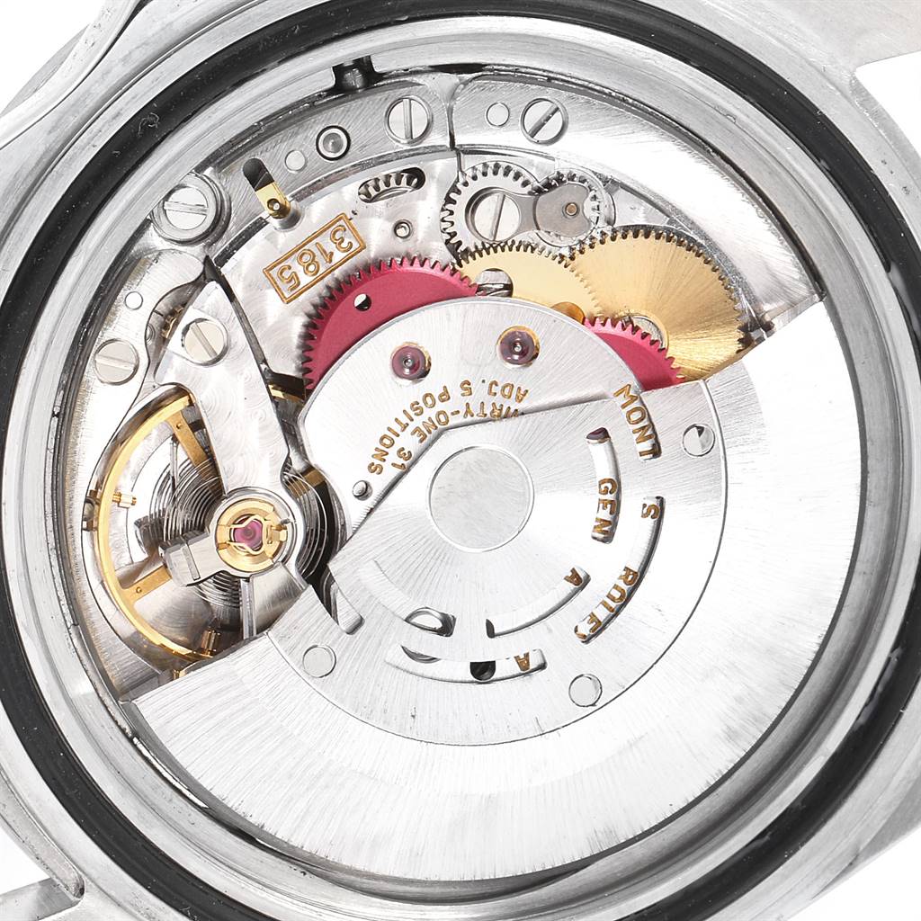 This image shows the internal mechanism and movement components of a Rolex Explorer 16570 Men's Stainless Steel White Dial 16570 Men's Stainless Steel White Dial watch from a back view angle.