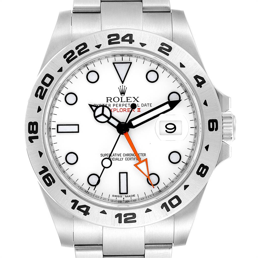 The image shows a Rolex Explorer 216570 Men's Stainless Steel White Dial 216570 Men's Stainless Steel White Dial watch from a front angle, highlighting its dial, bezel, hands, date window, and bracelet.