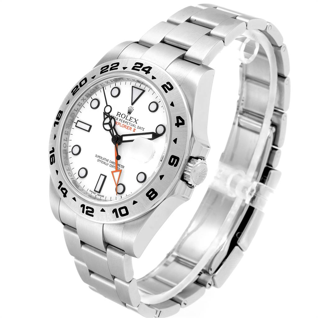 The image shows a Rolex Explorer 216570 Men's Stainless Steel White Dial 216570 Men's Stainless Steel White Dial model watch at a three-quarter angle, highlighting the face, bezel, and bracelet.