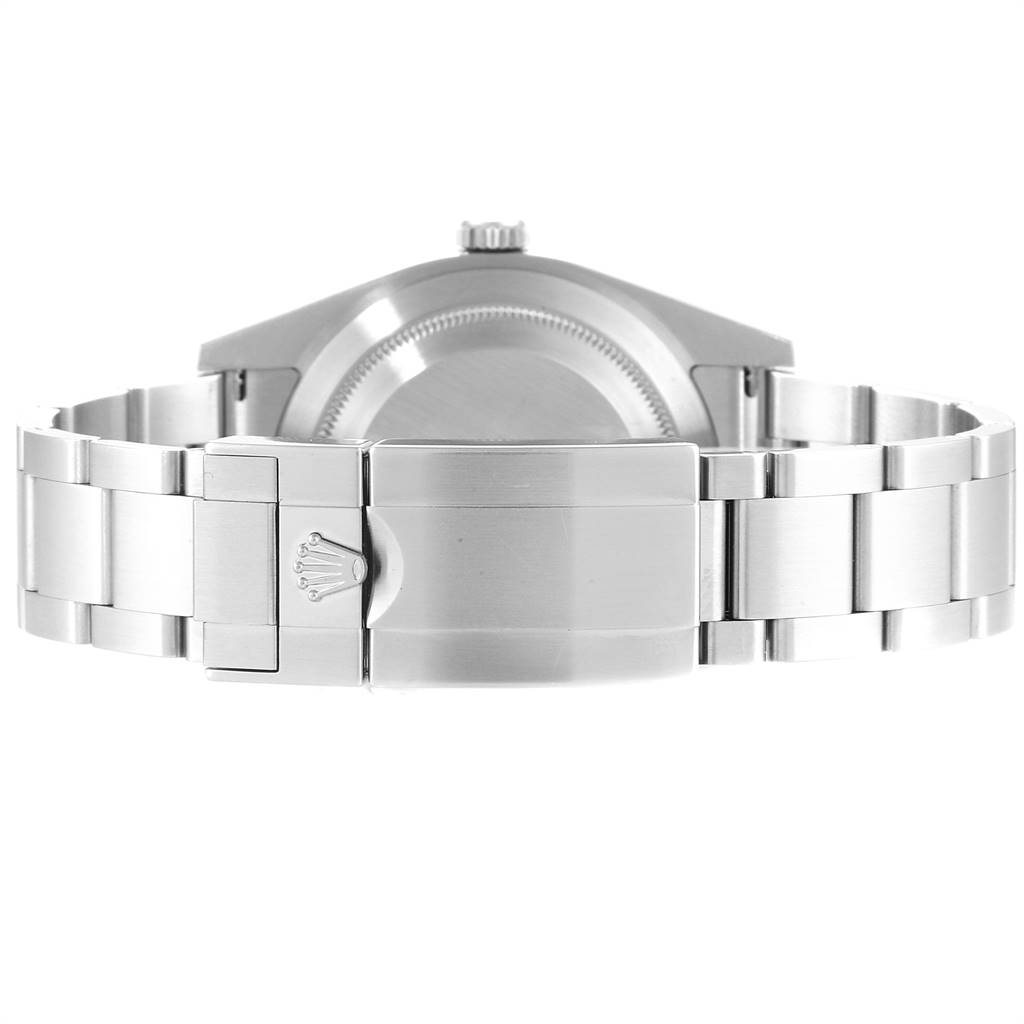 The image shows the back angle of a Rolex Explorer 214270 Men's Stainless Steel Black Dial 214270 Men's Stainless Steel Black Dial watch, focusing on its clasp and bracelet.
