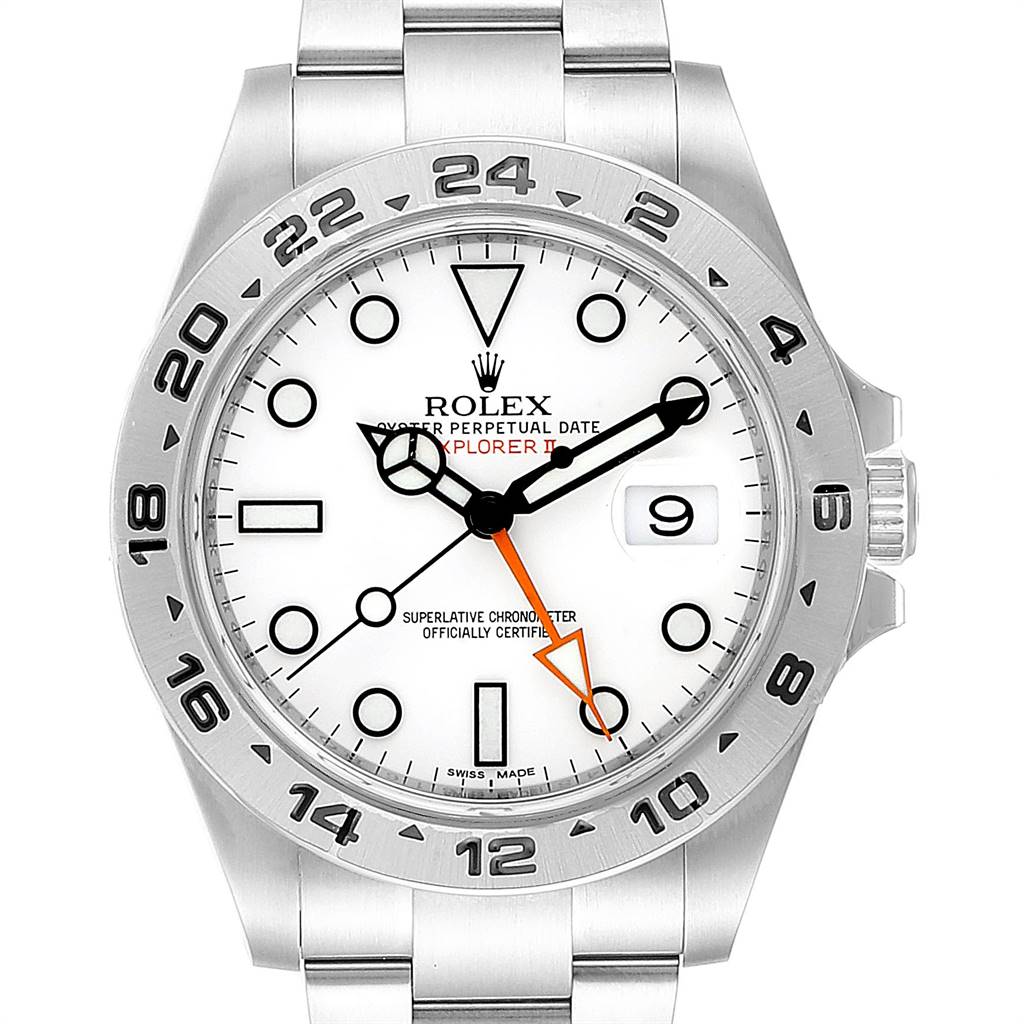 The image displays a front view of the Rolex Explorer 216570 Men's Stainless Steel White Dial 216570 Men's Stainless Steel White Dial watch, showing the dial, bezel, hands, and bracelet.