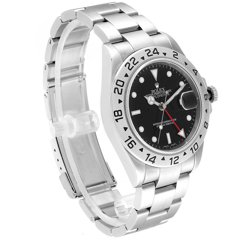 The image shows a Rolex Explorer 16570 Men's Stainless Steel Black Dial 16570 Men's Stainless Steel Black Dial watch at a three-quarter angle, highlighting its bracelet, bezel, dial, and crown.