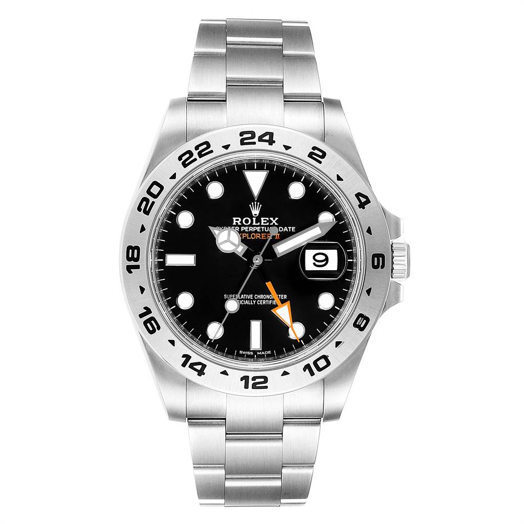 The image shows a full frontal view of a Rolex Explorer 216570 Men's Stainless Steel Black Dial 216570 Men's Stainless Steel Black Dial model watch, featuring the dial, bezel, and bracelet.