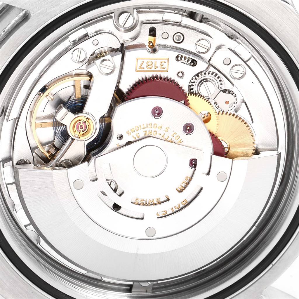 This image shows the inner workings and movement mechanism of a Rolex Explorer 216570 Men's Stainless Steel White Dial 216570 Men's Stainless Steel White Dial model watch.
