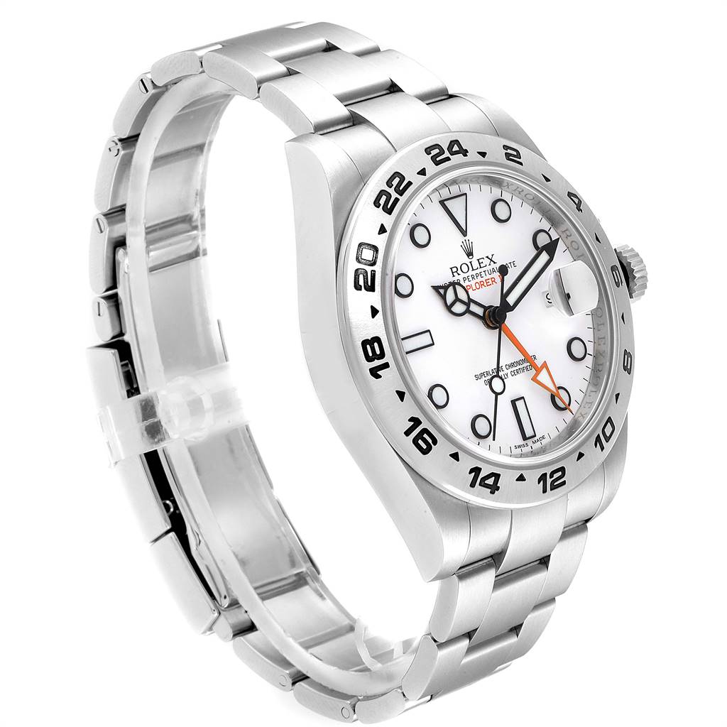 Rolex Explorer II 42 White Dial Orange Hand Steel Mens ...