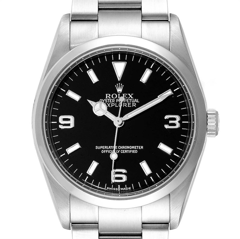 Rolex Explorer I 36mm Black Dial Automatic Steel Mens Watch 114270 SwissWatchExpo