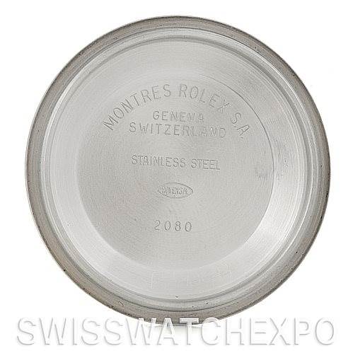 This image shows the back cover of a Rolex Explorer 14270 Men's Stainless Steel Black Dial 14270 Men's Stainless Steel Black Dial watch, featuring brand engravings and model details.