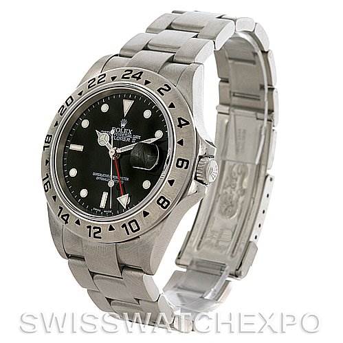 The image shows the Rolex Explorer 16570 Men's Stainless Steel Black Dial 16570 Men's Stainless Steel Black Dial watch at a three-quarter angle, highlighting its face, bezel, crown, and part of the bracelet.