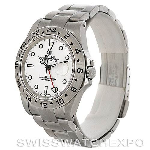 The image shows a Rolex Explorer 16570 Men's Stainless Steel White Dial 16570 Men's Stainless Steel White Dial watch at a three-quarter angle, highlighting its face, bezel, crown, and bracelet.