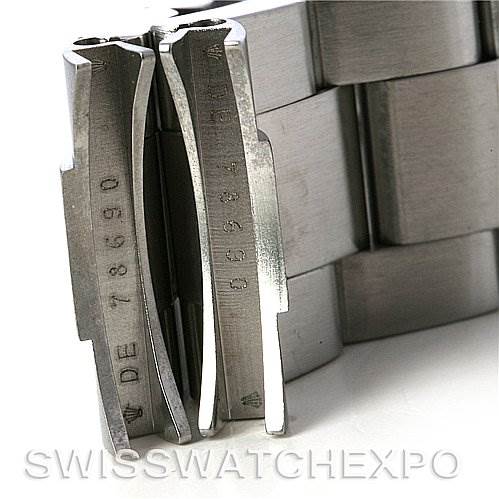 This image shows a close-up of the bracelet and clasp of a Rolex Explorer 114270 Men's Stainless Steel Black Dial 114270 Men's Stainless Steel Black Dial watch.