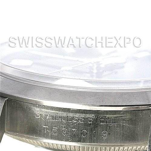 This image shows a close-up angle of the stainless steel case side and bezel of the Rolex Explorer 14270 Men's Stainless Steel Black Dial 14270 Men's Stainless Steel Black Dial watch.