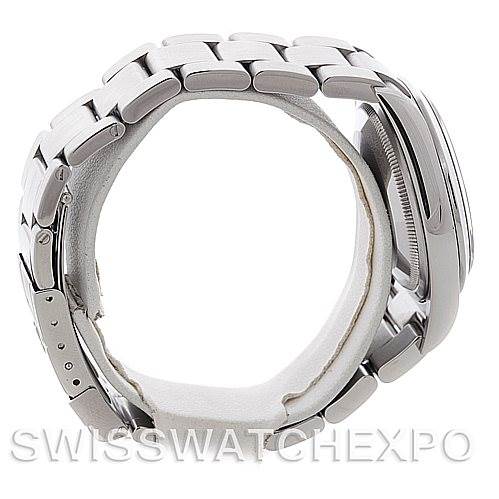 The image shows a side view of the Rolex Explorer 114270 Men's Stainless Steel Black Dial 114270 Men's Stainless Steel Black Dial watch, focusing on the bracelet and case.