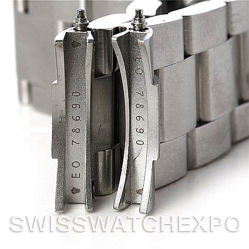 The image shows a close-up of the clasp and end links of the bracelet of a Rolex Explorer 114270 Men's Stainless Steel Black Dial 114270 Men's Stainless Steel Black Dial watch.