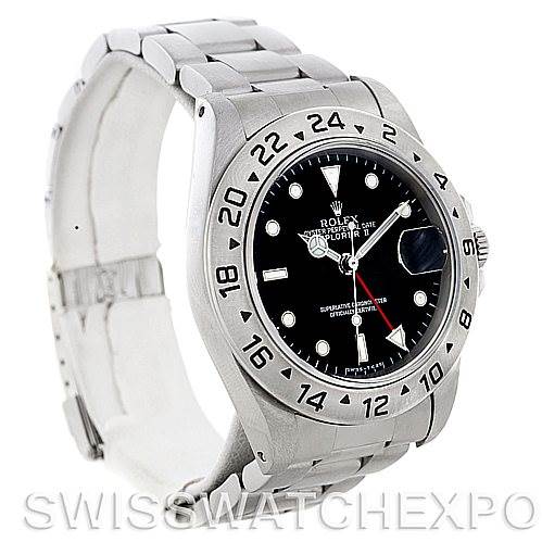 The image shows a Rolex Explorer 16570 Men's Stainless Steel Black Dial 16570 Men's Stainless Steel Black Dial watch at an angled side view, displaying the bezel, dial, bracelet, and crown.