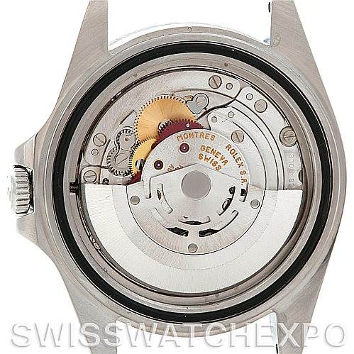 The image shows the inner mechanical movement of a Rolex Explorer 16570 Men's Stainless Steel Black Dial 16570 Men's Stainless Steel Black Dial watch from a back view with the case back removed.