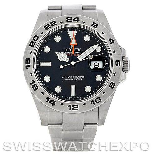 The image shows a frontal view of a Rolex Explorer 216570 Men's Stainless Steel Black Dial 216570 Men's Stainless Steel Black Dial watch, highlighting the dial, bezel, bracelet, and crown.