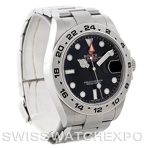 This image shows a front and slightly angled view of a Rolex Explorer 216570 Men's Stainless Steel Black Dial 216570 Men's Stainless Steel Black Dial model watch, highlighting its face, bezel, and bracelet.